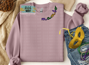Mardi Gras Mambo Curved Collar Printed Sweatshirt