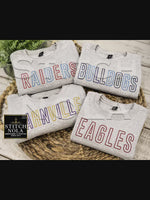 Custom Embroidery Varsity Sweatshirt, Team School Pride Apparel | College Sweatshirt | Mascot Sweatshirt
