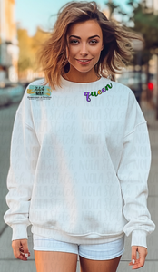Mardi Gras Queen Curved Collar Printed Sweatshirt