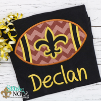 Personalized Black and Gold Football with Fleur de lis Colored Garment
