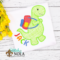 Personalized Back to School Dinosaur with Backpack Applique Shirt