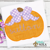 Personalized Pumpkin with Bow Applique Shirt

