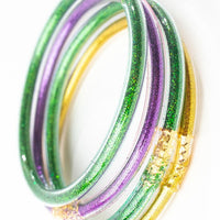 Mardi Gras Sparkle Jelly Tube Bracelets Set of 6