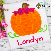 Personalized Pumpkin with Bow Applique Shirt