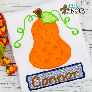 Personalized Pumpkin with Name Box Applique Shirt