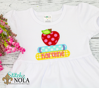 Personalized Back to School Apple with Books Applique Shirt
