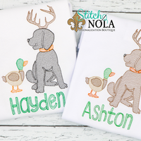 Personalized Lab with Antlers and Duck Sketch Shirt