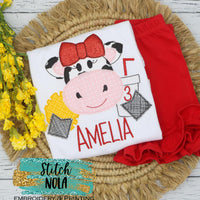 Personalized Birthday Fast Food Cow Appliqué Shirt