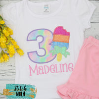 Personalized Birthday Popsicle Appliqué Shirt