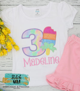 Personalized Birthday Popsicle Appliqué Shirt