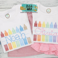 Personalized Back to School Crayon Sketch Shirt