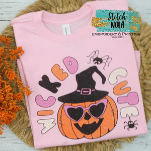Wicked Cute Pumpkin Printed Shirt on Colored Garment