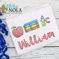 Personalized Back to School Apple and Books ABC Sketch Shirt