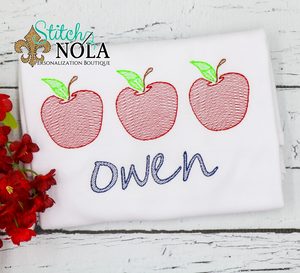 Personalized Back to School Apple Trio Sketch Shirt