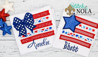 Personalized American Flag With Bow & Star Applique Shirt
