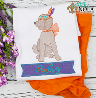 Personalized Indian Dog With Name Banner Applique Shirt
