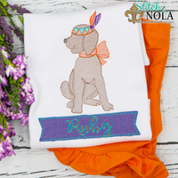 Personalized Indian Dog With Name Banner Applique Shirt