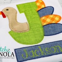 Personalized Turkey Alpha with Banner Applique Shirt