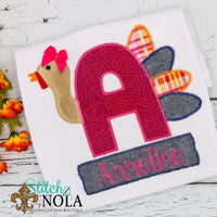 Personalized Turkey Alpha with Banner Applique Shirt
