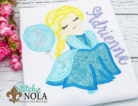 Personalized Birthday Princess with Balloon Appliqué Shirt
