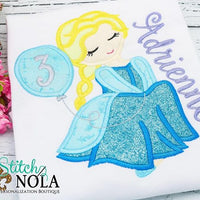 Personalized Birthday Princess with Balloon Appliqué Shirt
