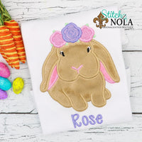 Personalized Easter Bunny with Flower Crown Appliqué Shirt