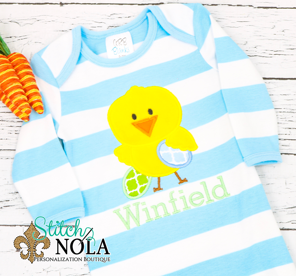 Personalized Easter Chick with Eggs Appliqué Shirt