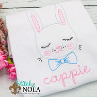 Personalized Vintage Easter Bunny Head With Bow Tie Sketch Shirt
