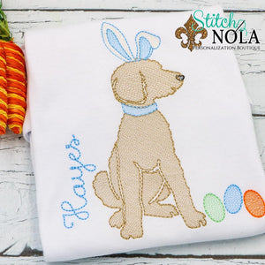 Personalized Easter Dog with Bunny Ears Sketch Shirt