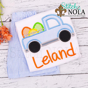 Personalized Truck with Easter Eggs Appliqué Shirt
