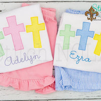 Personalized Easter Cross Trio Sketch Shirt
