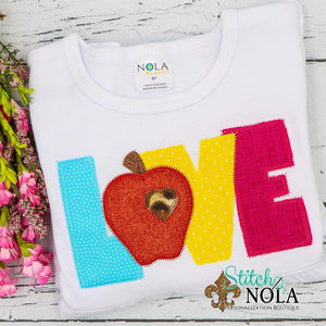 Personalized Back to School LOVE with Apple Applique Shirt
