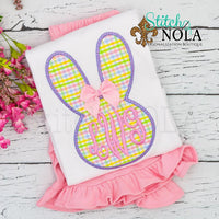 Personalized Easter Bunny Head with Bow Appliqué Shirt
