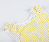 Classic Yellow Gingham Baby Bubble Romper
