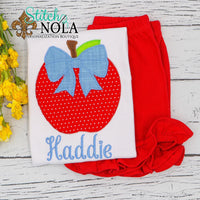 Personalized Back to School Apple with Bow Applique Shirt
