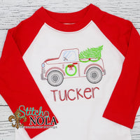 Personalized Christmas Tree Truck Sketch Shirt

