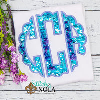Personalized Scalloped Circle Flip Sequin Monogram Applique Shirt
