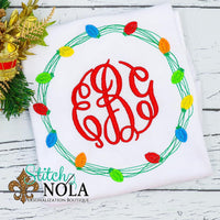 Personalized Christmas Light Wreath Monogram Sketch Shirt