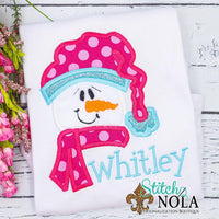 Personalized Christmas Snowgirl Applique Shirt
