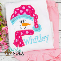 Personalized Christmas Snowgirl Applique Shirt