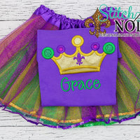 Personalized Mardi Gras Crown Applique Colored Garment
