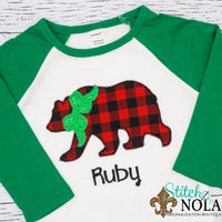 Personalized Christmas Bear Applique Shirt
