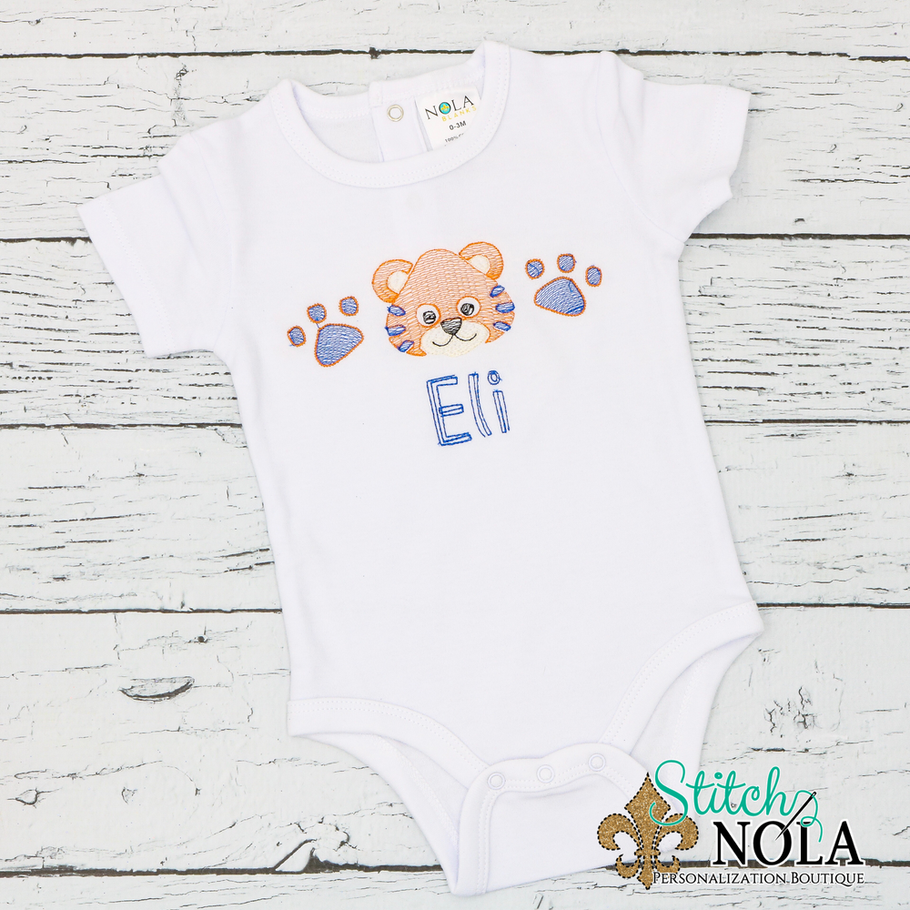 Personalized Orange and Navy Baby Tiger Trio Sketch Shirt