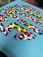 Adult Scallop Leopard Rainbow Printed Tee
