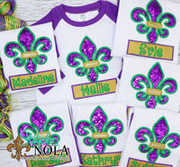 Personalized Mardi Gras Fleur De Lis Flip Sequin Applique Shirt
