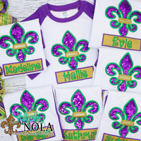 Personalized Mardi Gras Fleur De Lis Flip Sequin Applique Shirt