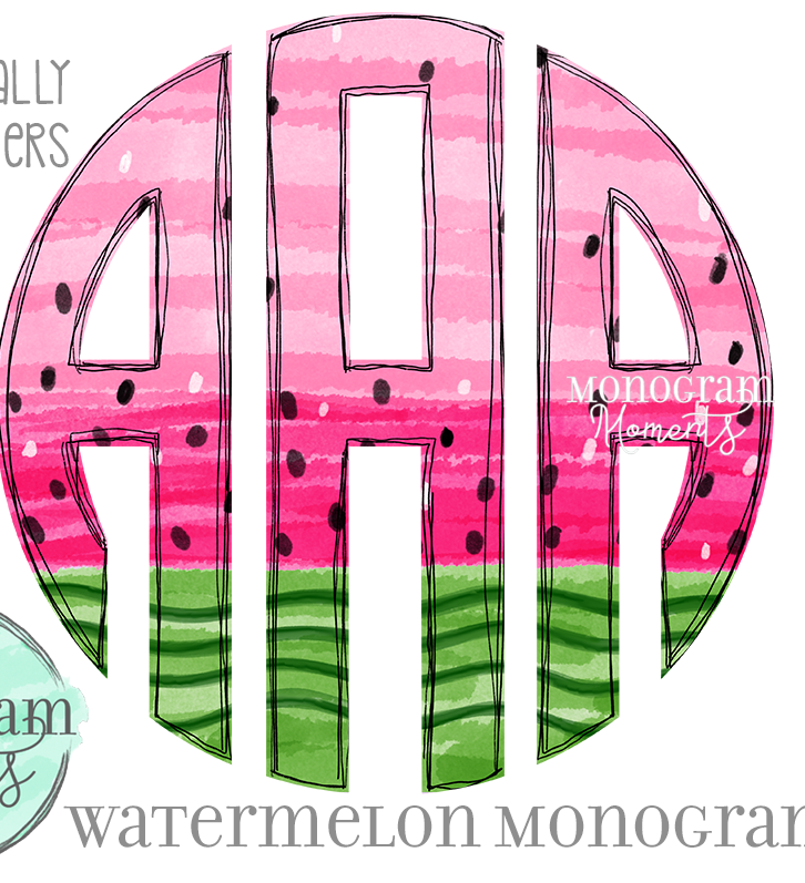 Adult Watermelon Monogram Printed Tee