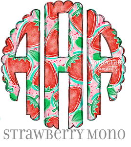 Adult Strawberry Monogram Printed Tee