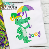 Personalized Mardi Gras Alligator Sketch Shirt