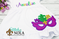 Personalized Mardi Gras Dress with Mask Applique
